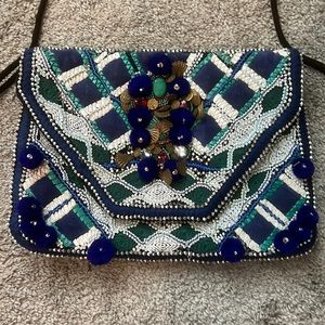 Anthropologie Antik Batik Purse / Bag Blue and Green